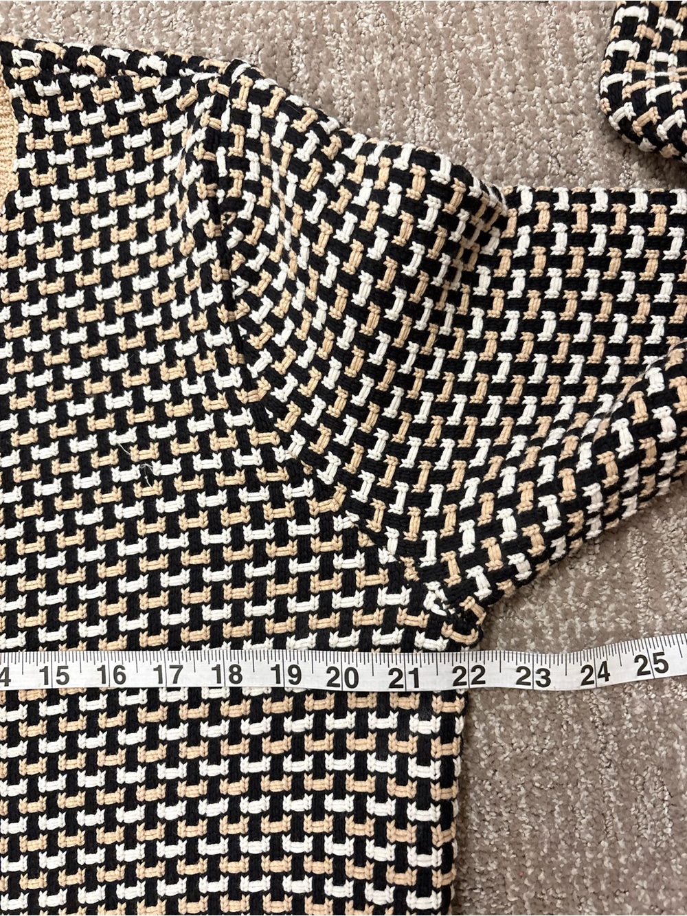 Ann Taylor Black Tan White Textured Knit Button Front Cardigan Sweater Size XL - Picture 8 of 11